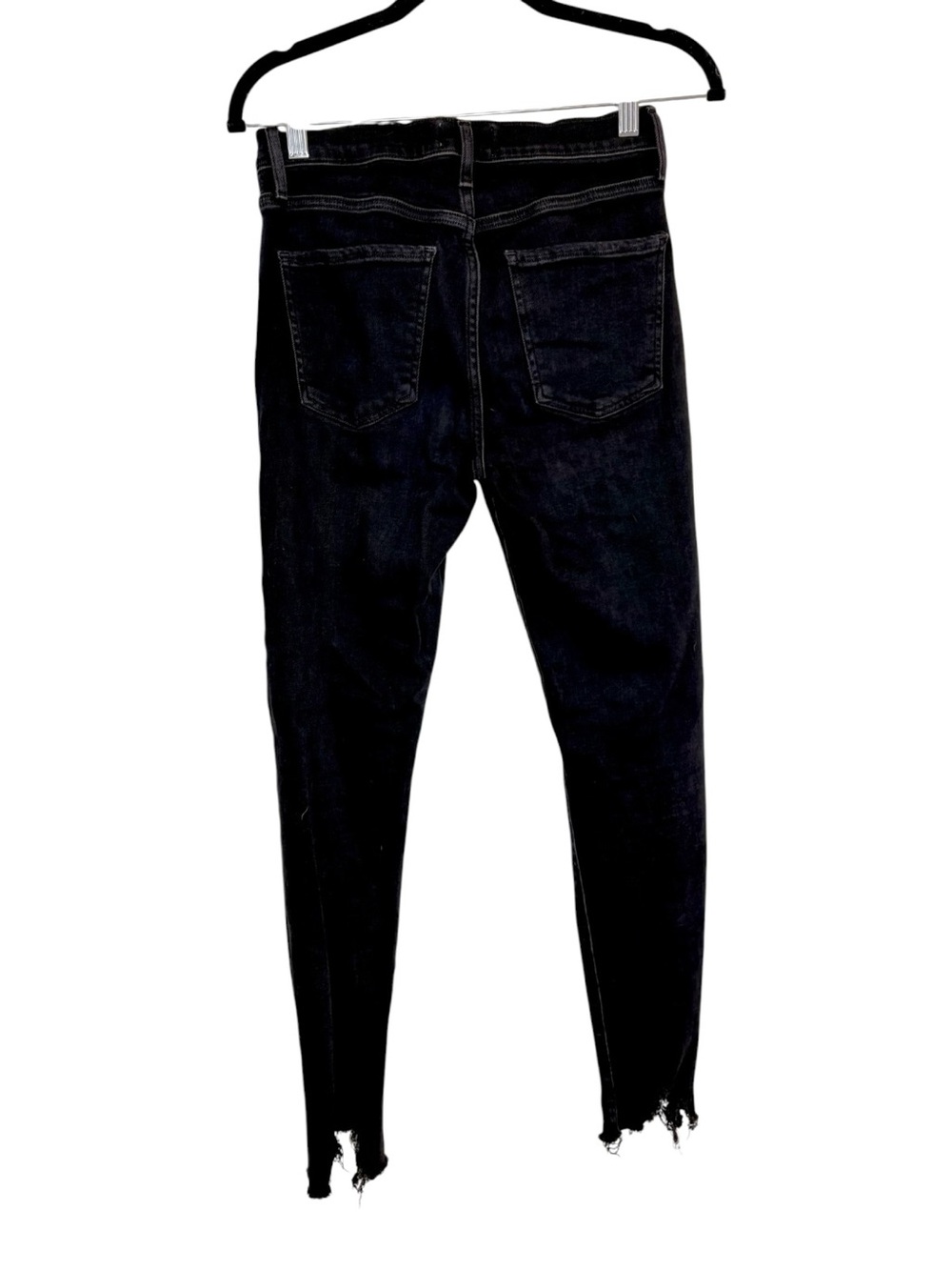 AGOLDE Black Distressed Raw Hem Skinny Jeans Modern Grunge Size 28 - Picture 2 of 4